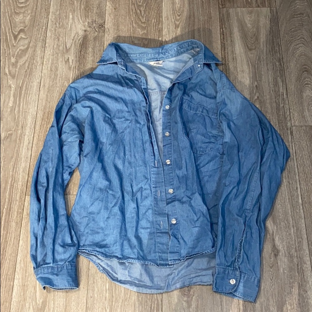 Faux Jean Button Up